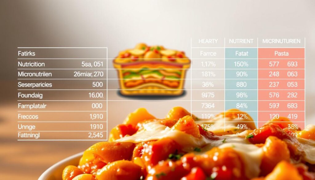 Nutritional breakdown of hearty baked pasta dish